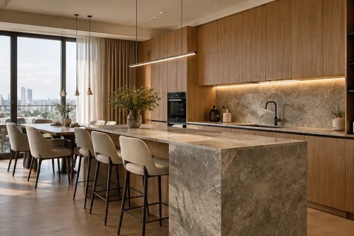 Дизайн кухни в Котовске — современная кухня-столовая 14 м²